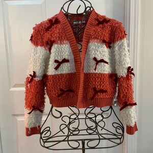MIGHTY FINE LOOP & BOW CROPPED CARDIGAN SIZE MEDIUM